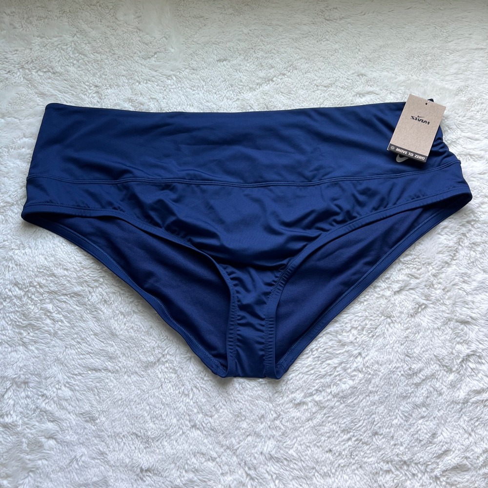 Nike Swim Womens Midnight Navy High Waist Bikini Bottom Size 3X NESSA276-440 New
